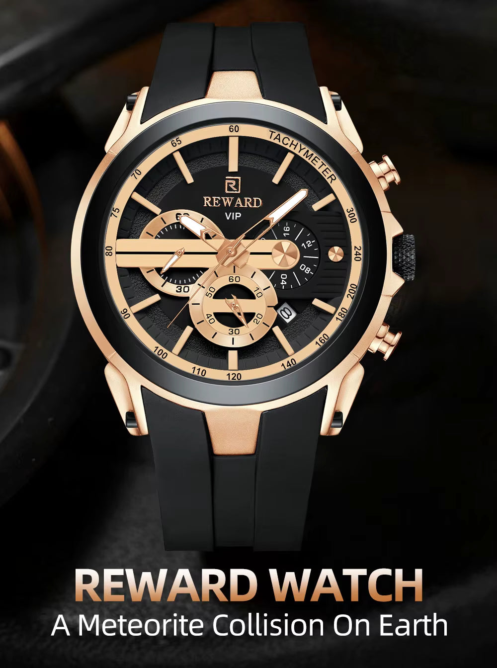 REWARD Men Watch Silicone Band Big Dial Chronograph Luminous