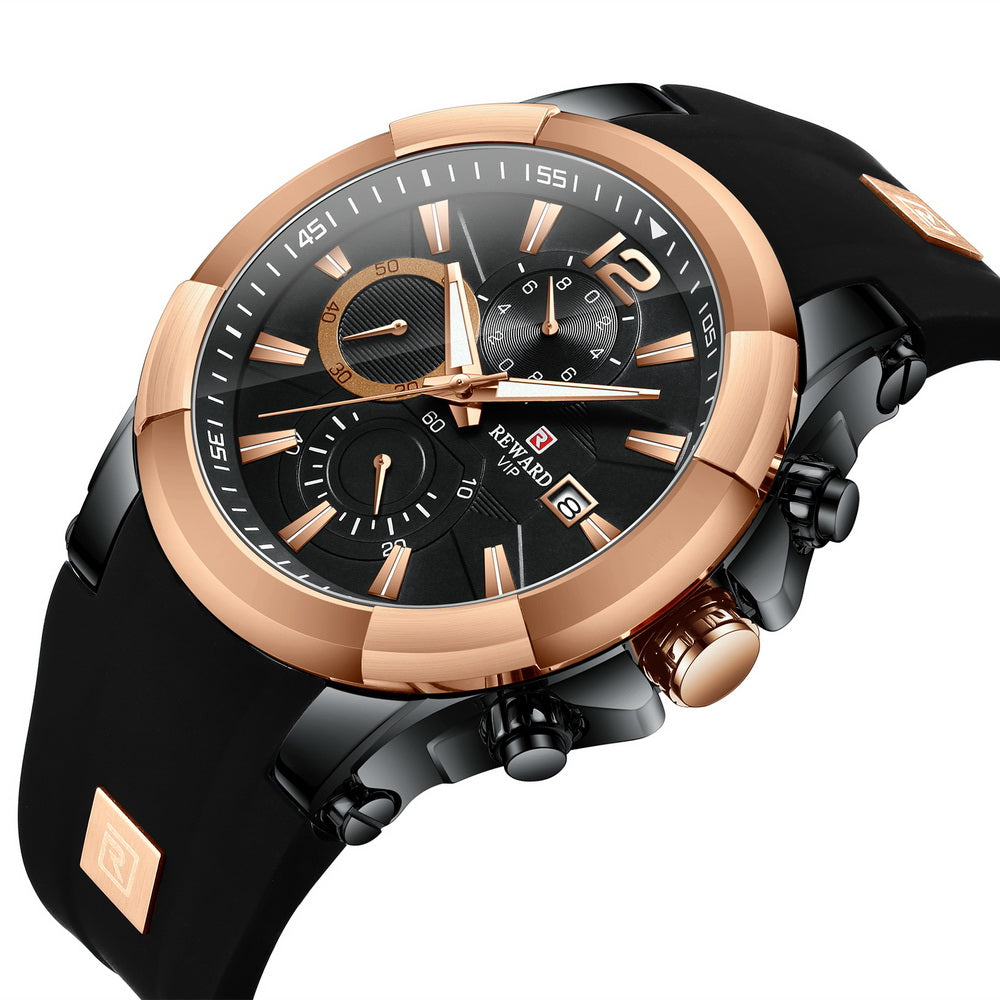 Black & Rose Gold Chronograph Luxury Anti-Scratch Luminous, High Quality | Best for Gift