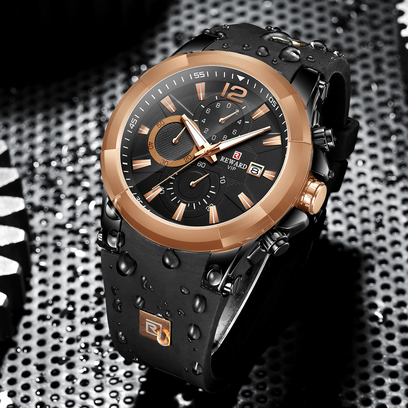 Black & Rose Gold Chronograph Luxury Anti-Scratch Luminous, High Quality | Best for Gift